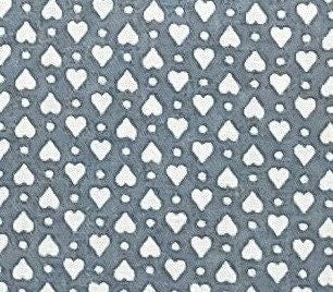 Country Blue Fabric / White Heart Print - Selvage to Selvage Print