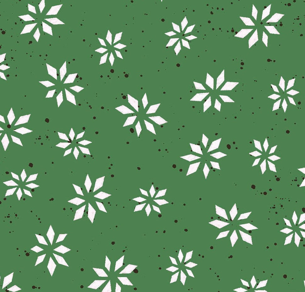 Warm Wishes by Hannah Dale of Rendale Designs for Maywood Studio - Snowflake Star Fabric - Green