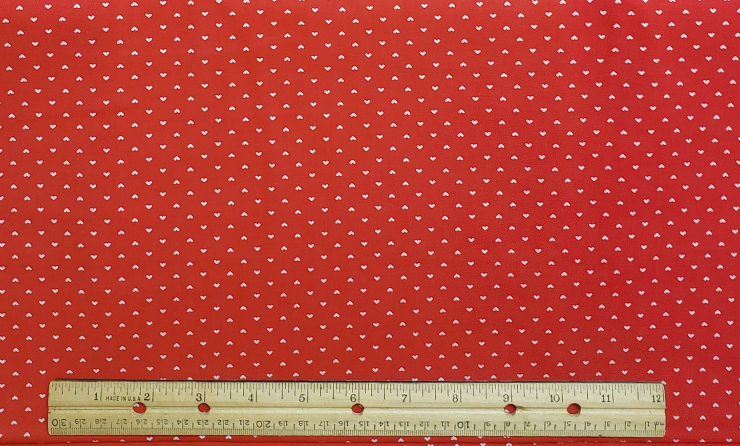 Red Fabric / White Heart Print - Selvage to Selvage Print