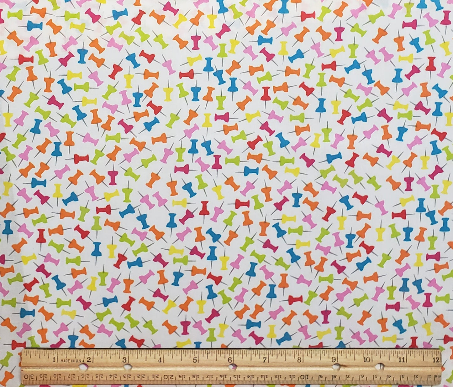 RTC Fabric - White Fabric / Bright Pastel Push Pin Print