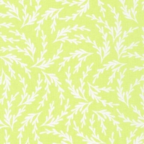 Paintbox Design #19684 Elizabeth Hartman for Robert Kaufman - Spring Green Fabric / White Leaf Design