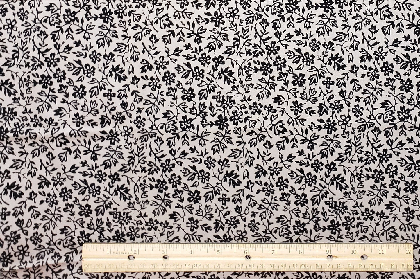 Riley Blake Design Pattern c10598. Old Made by J. Wecker Frisch 2021 - Wallflower - Gray Fabric / Black Sprigs of Flowers