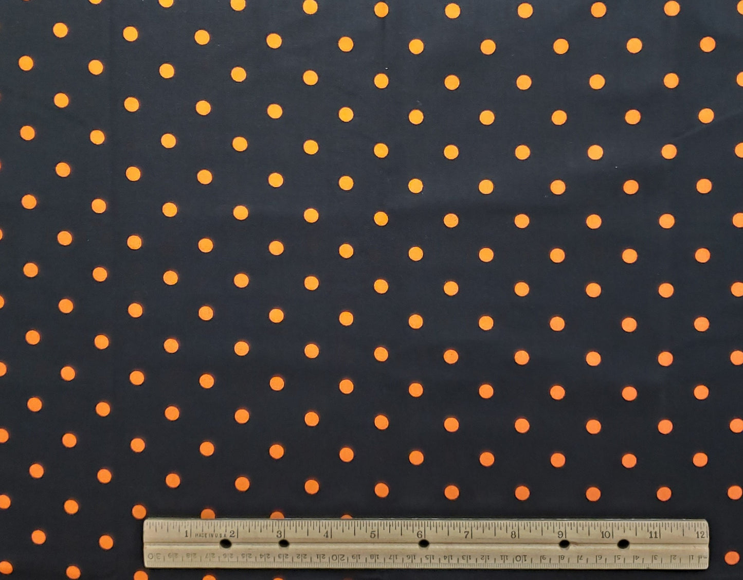 David Textiles - Black Fabric / Orange Dots