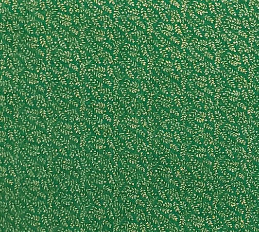 Green Fabric / Gold Metallic / Micro-Fir Bough Print - Selvage to Selvage Print