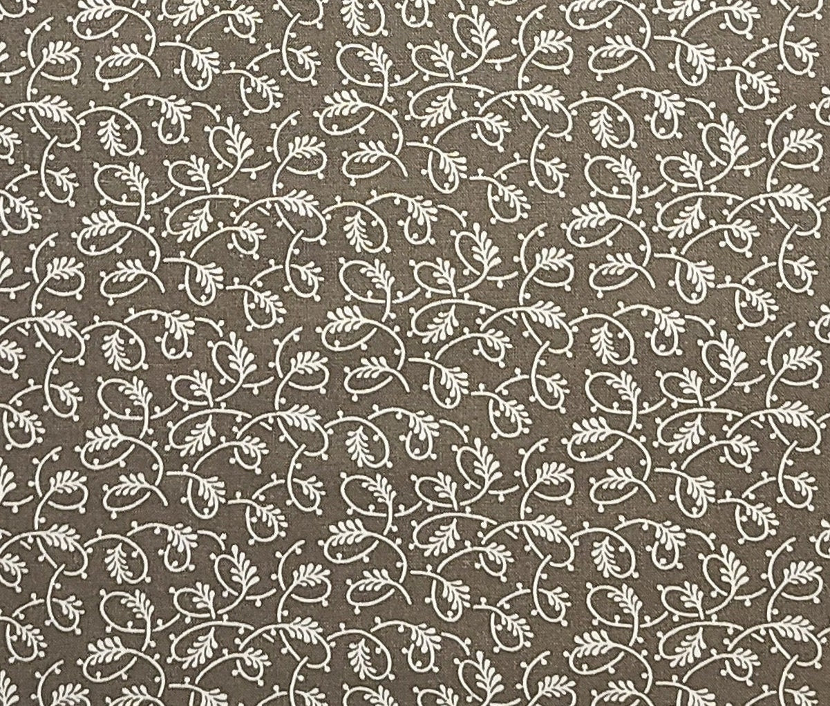 Marcus Brothers Textiles, Inc. - Brown Fabric / White Vine Print