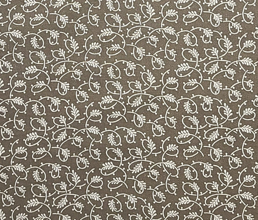 Marcus Brothers Textiles, Inc. - Brown Fabric / White Vine Print