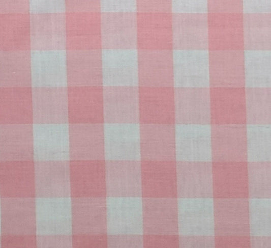 Pink and White Large Gingham Fabric - Selvage to Selvage Print