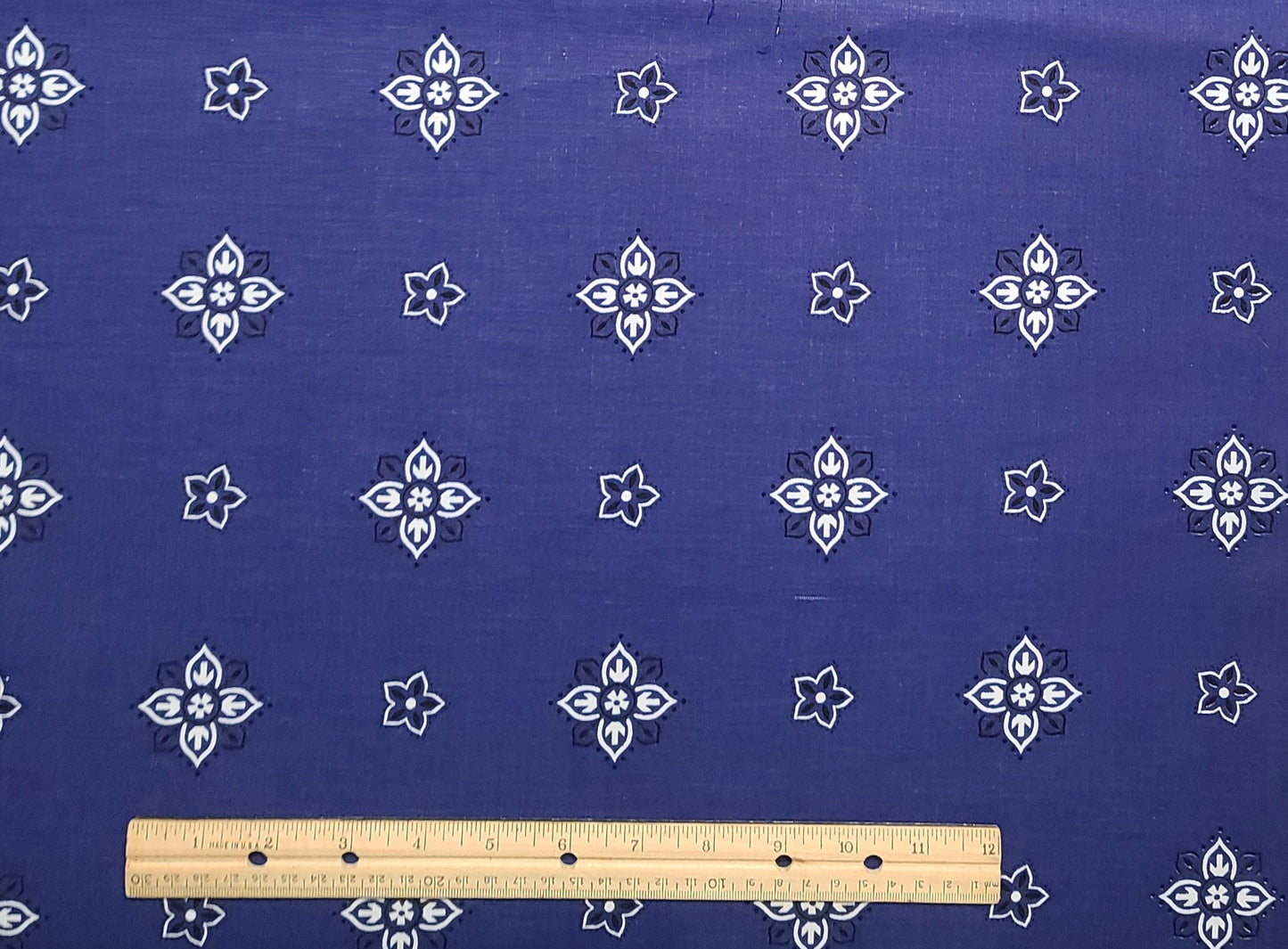 Patterns Rights, Inc. - Dark Blue Fabric / White Bandana-Style Print