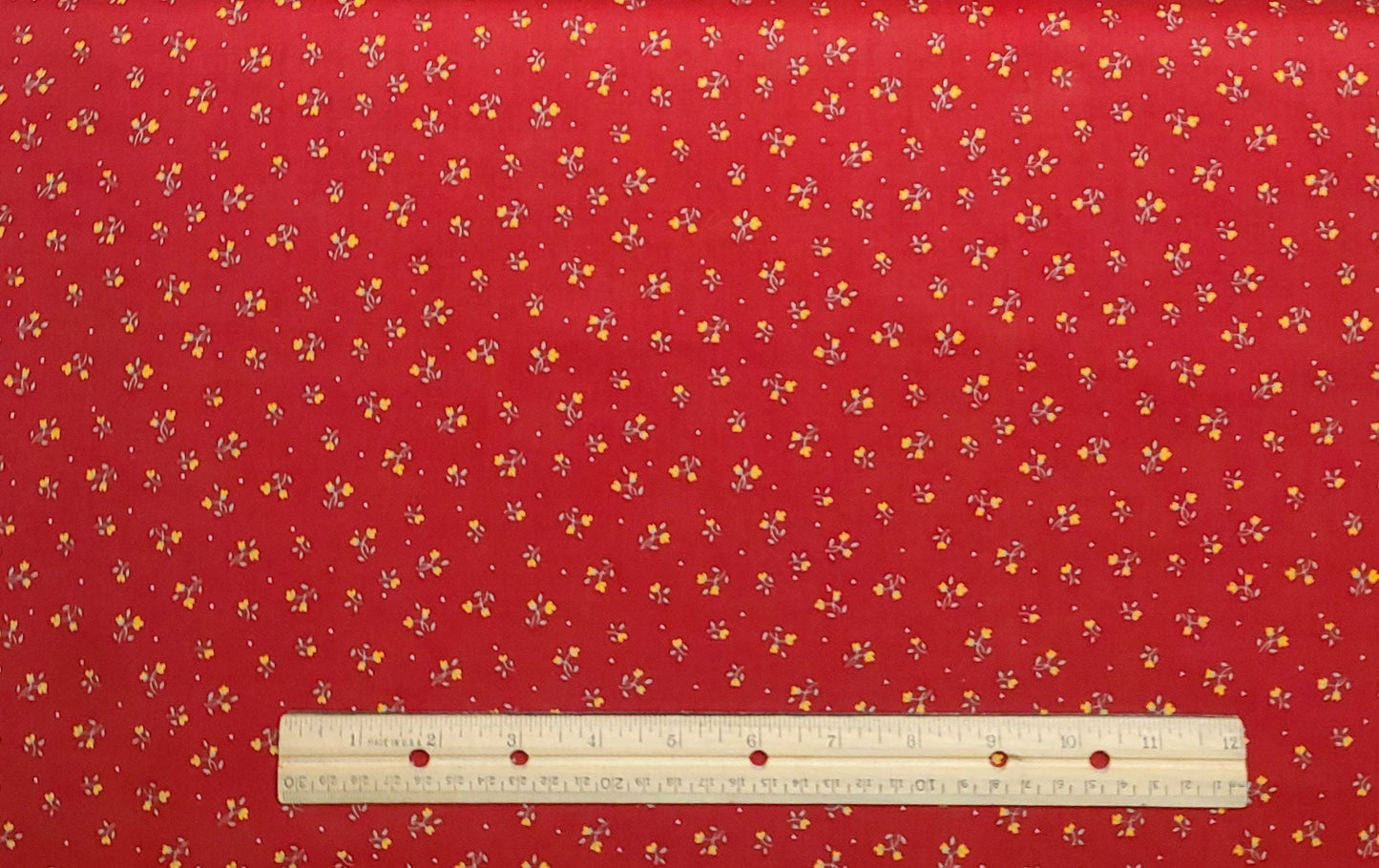 Wamsutta OTC Division of Lowenstein Corp - Dark Red Fabric / Yellow Flower and White Pindot Print