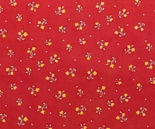 Wamsutta OTC Division of Lowenstein Corp - Dark Red Fabric / Yellow Flower and White Pindot Print