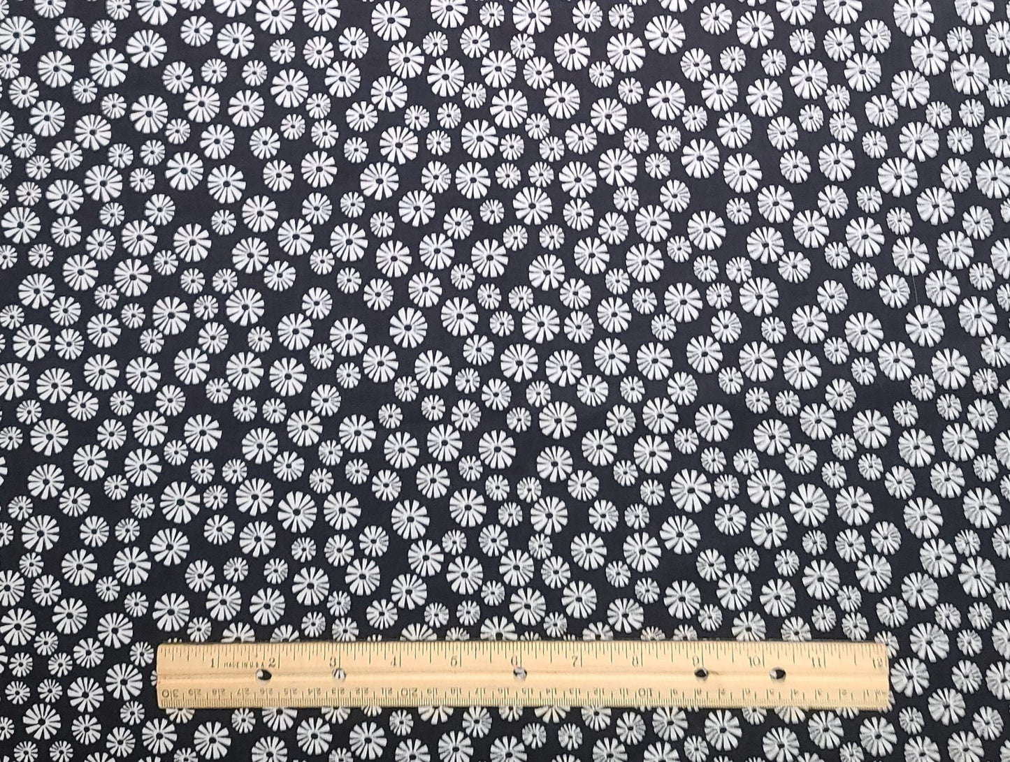 Designed and Produced Exclusively for Joann Fabric and Craft Stores - Black Fabric / White Retro-Style Flower Print