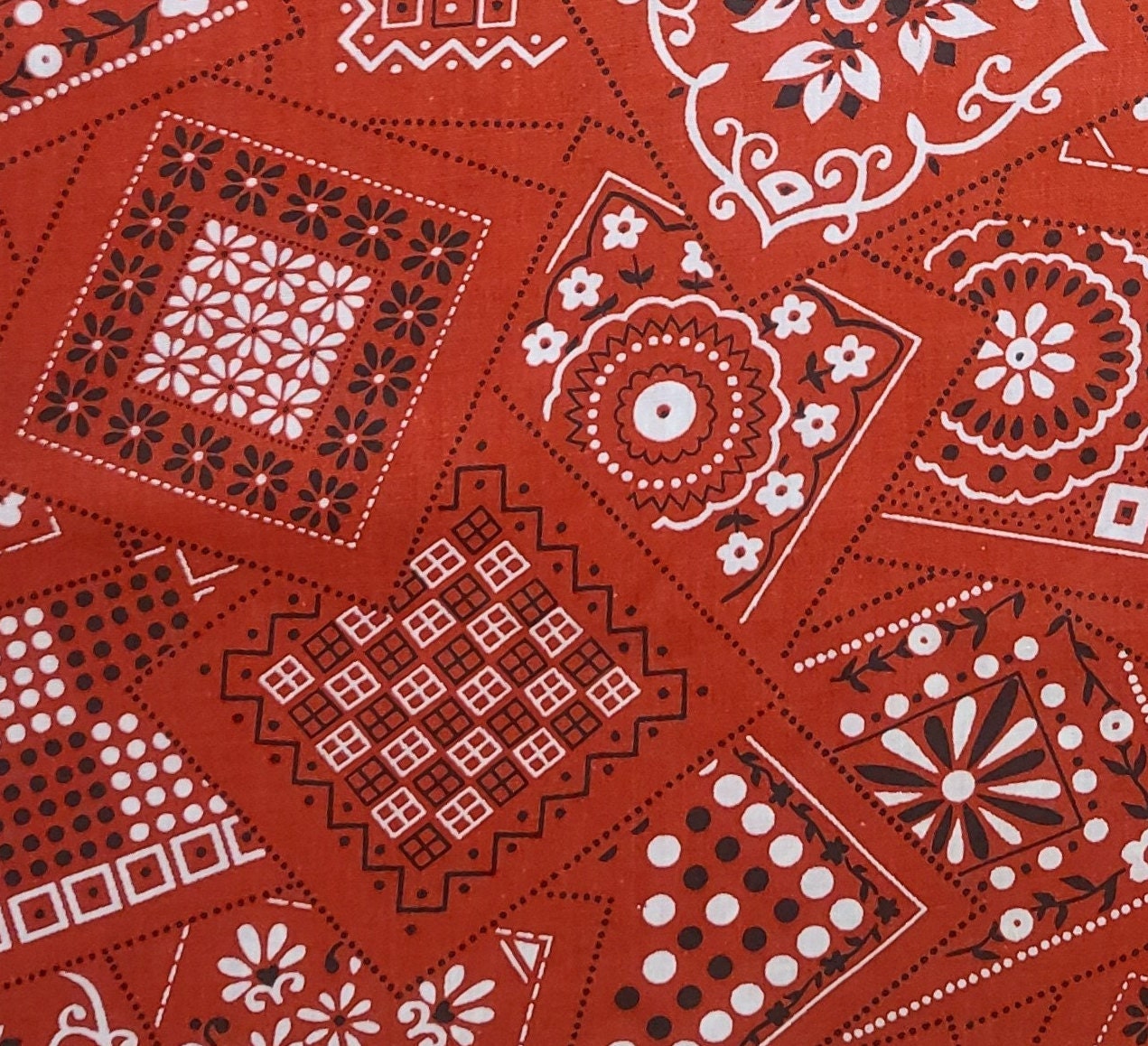 Red Bandana Print Fabric - Selvage to Selvage Print