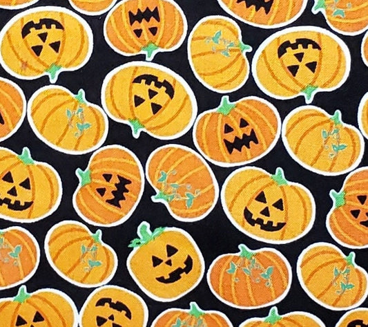 Free Spirirt Presents BOOLICIOUS 'The Spirit to Create" by Maude Asbury PWMA004 Pumpkin Bites - Black Fabric/Pumpkin & Jack-O-Lantern Print