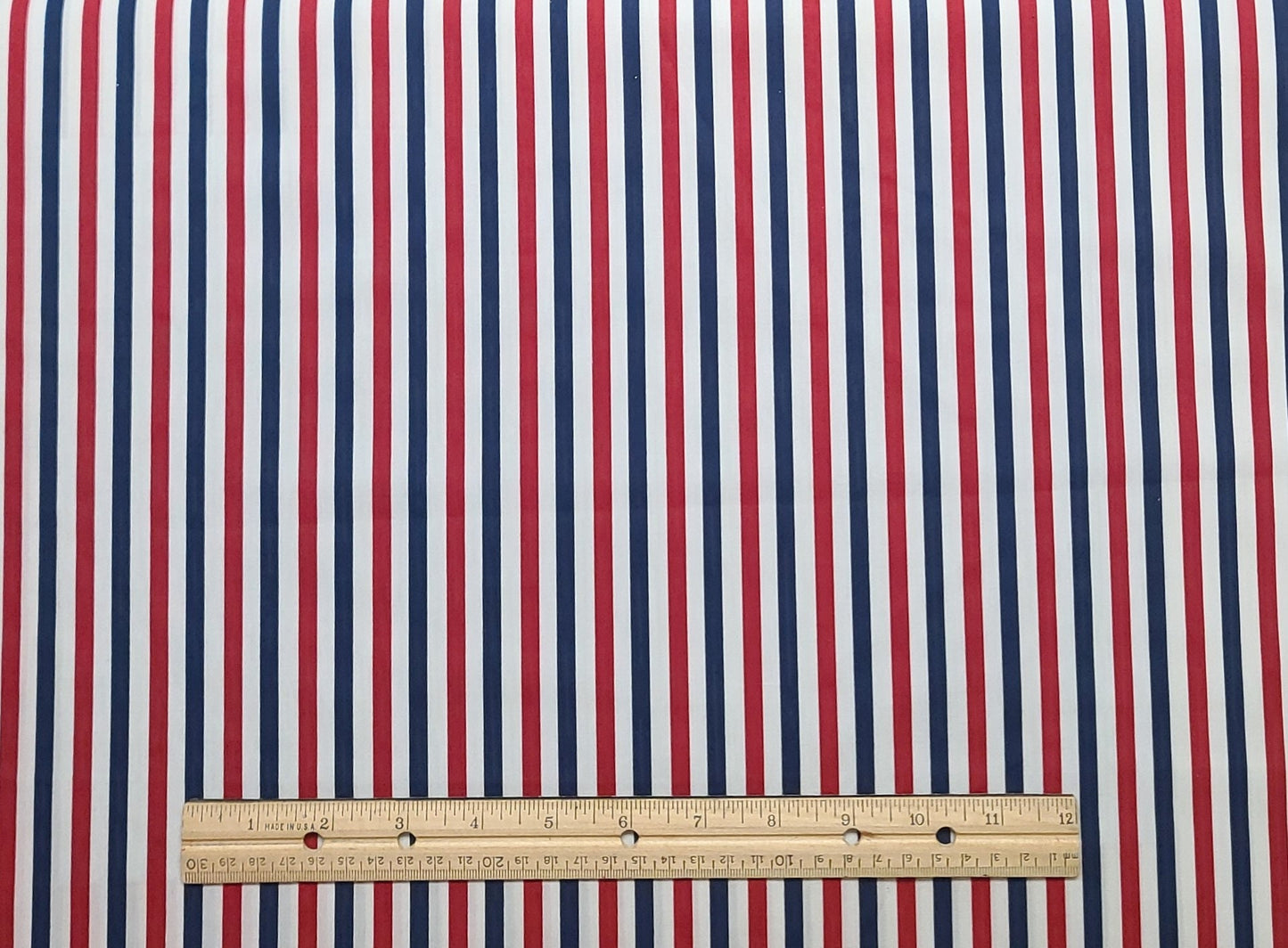 American Pride #5132 Springs Industries, Inc. - Red, White and Dark Blue Border Stripe Fabric (approx 1/4" wide)