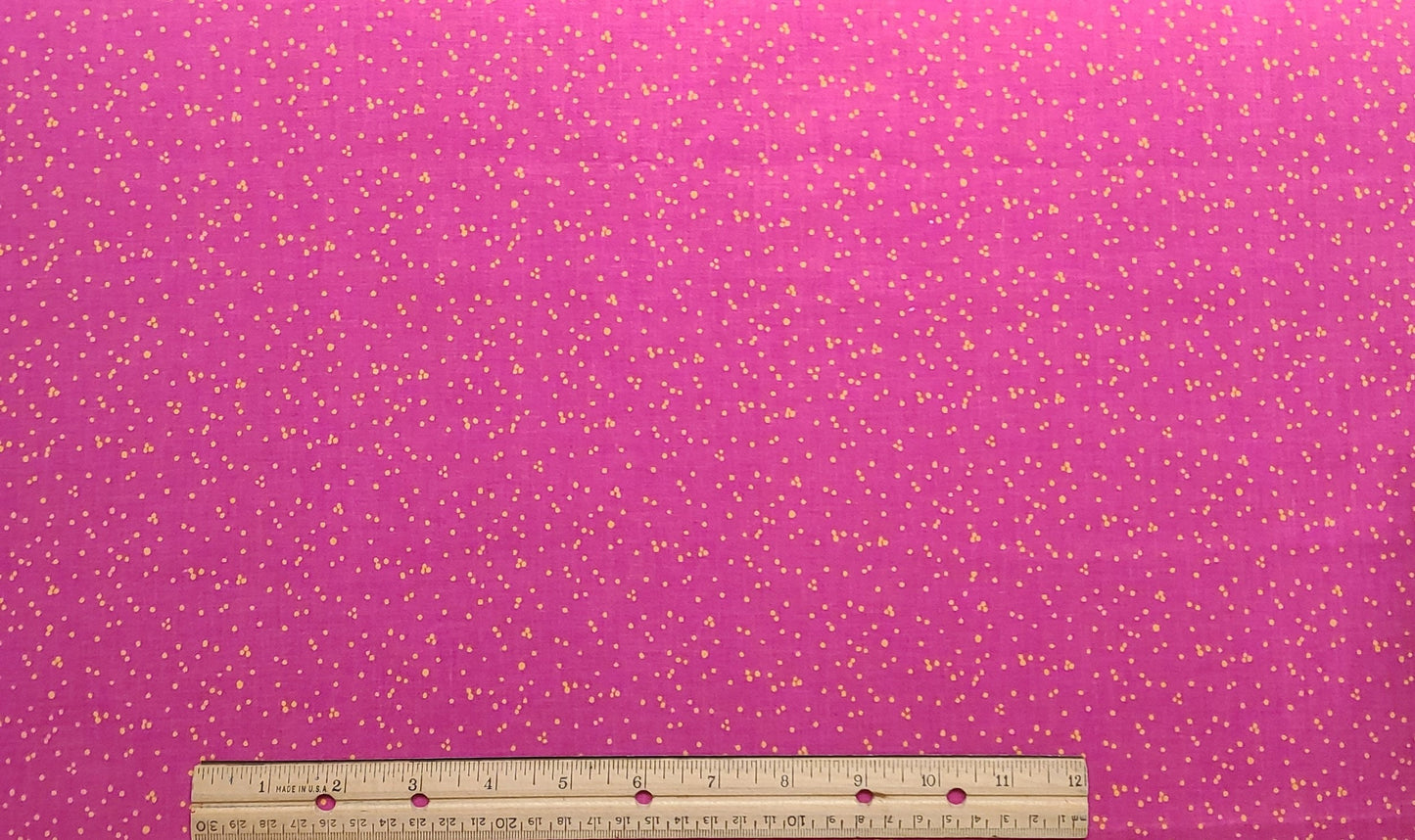 Fabric Traditions 2008 - Raspberry Pink Tonal Fabric / Dark Yellow Speckles