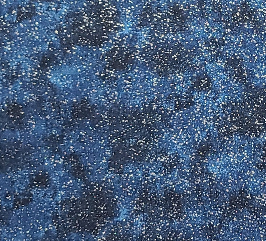 Dark and Medium Tonal Blue Fabric / Allover Gold Glitter