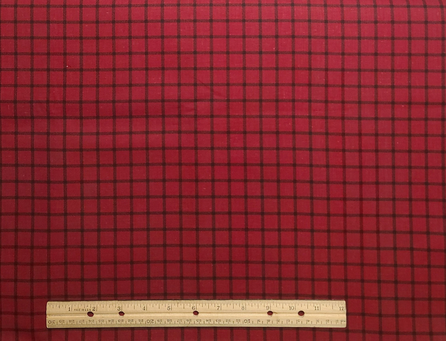 Dark Red / Black Plaid Fabric - Selvage to Selvage Print