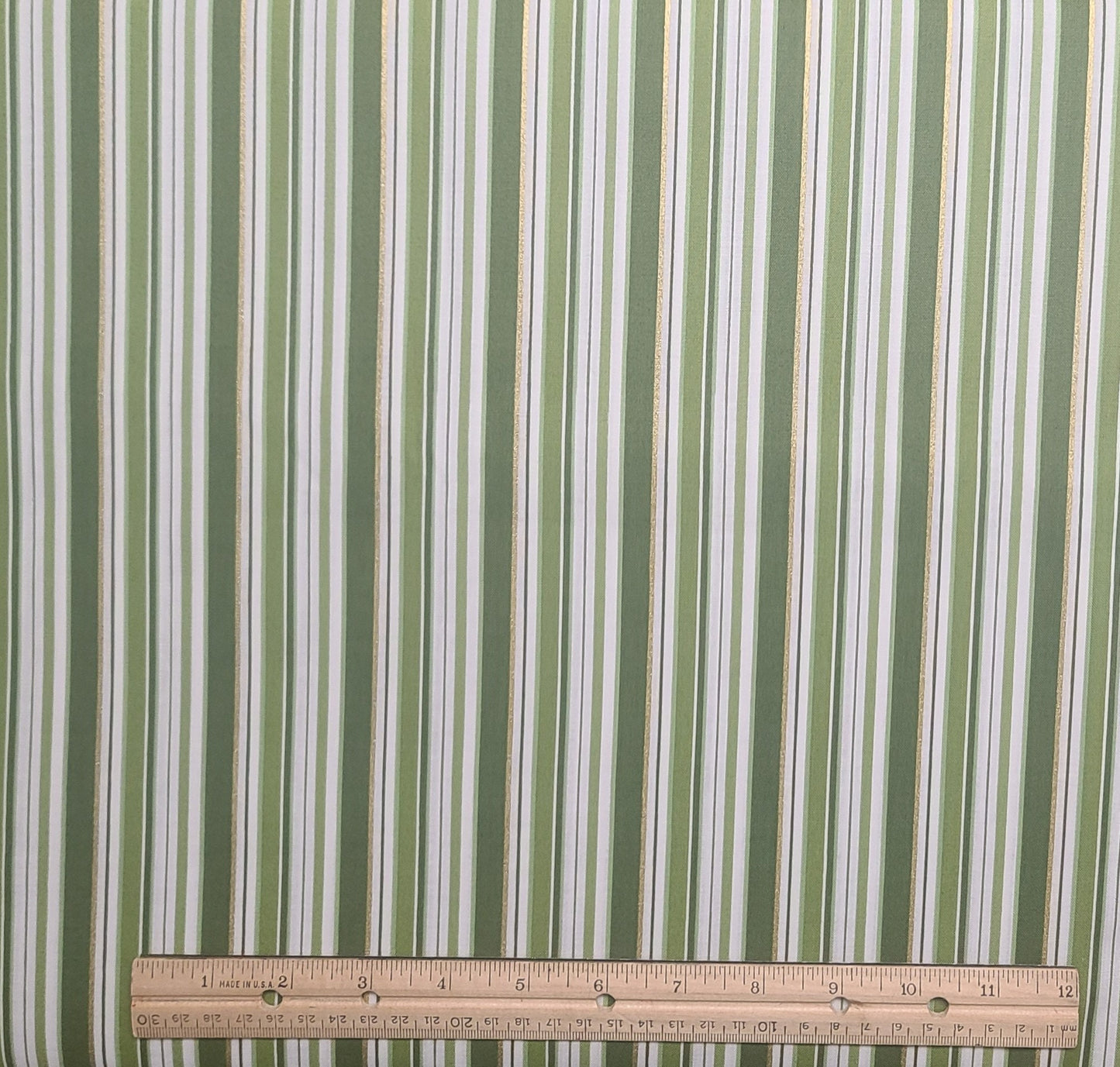 Glad Tidings by Maywood Studio - Green Stripe (Metallic)