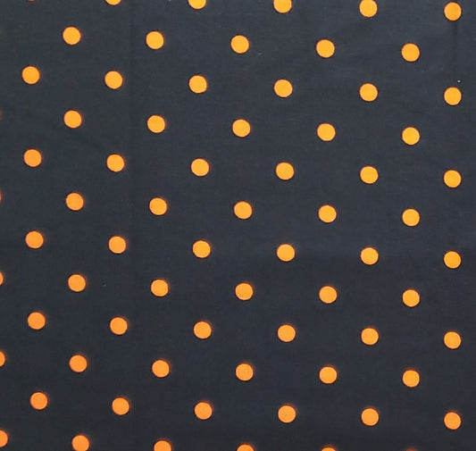 David Textiles - Black Fabric / Orange Dots