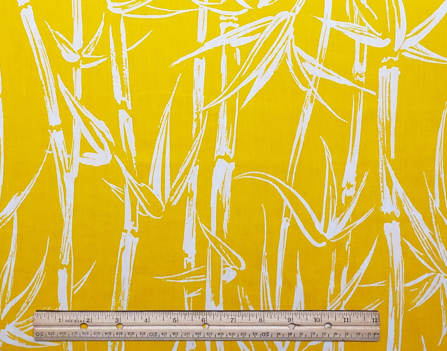 Dark Yellow Fabric / White 'Bamboo' Print