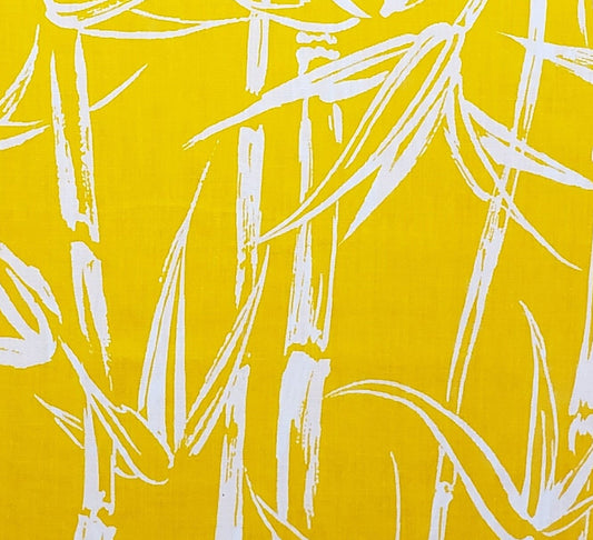 Dark Yellow Fabric / White 'Bamboo' Print