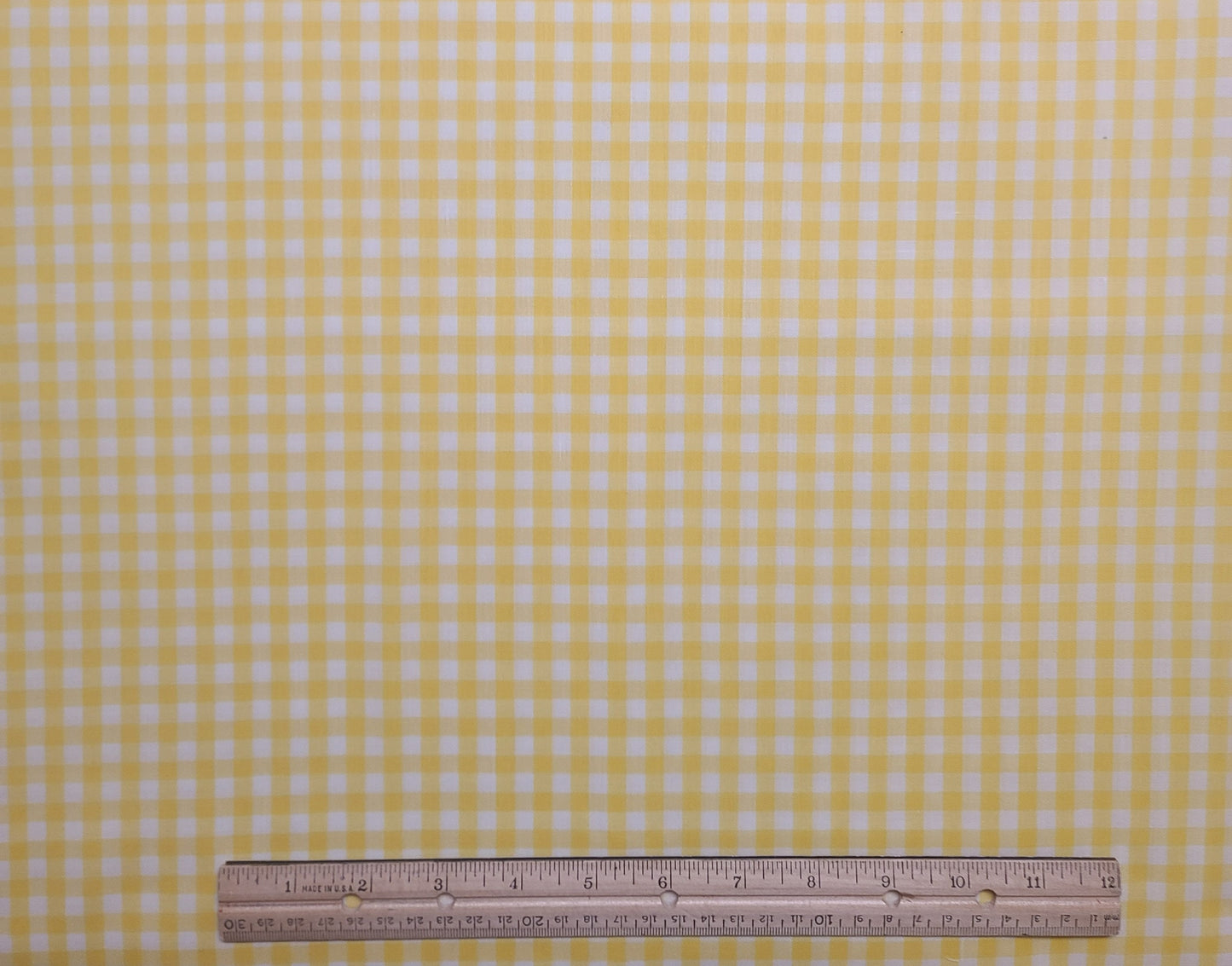 Bright Yellow / White Gingham Fabric - Selvage to Selvage Print