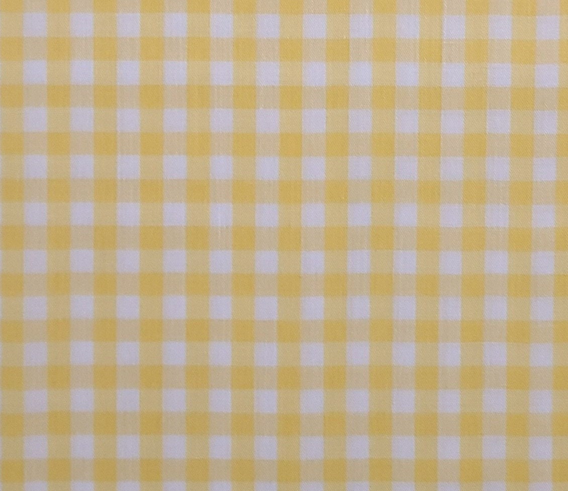 Bright Yellow / White Gingham Fabric - Selvage to Selvage Print