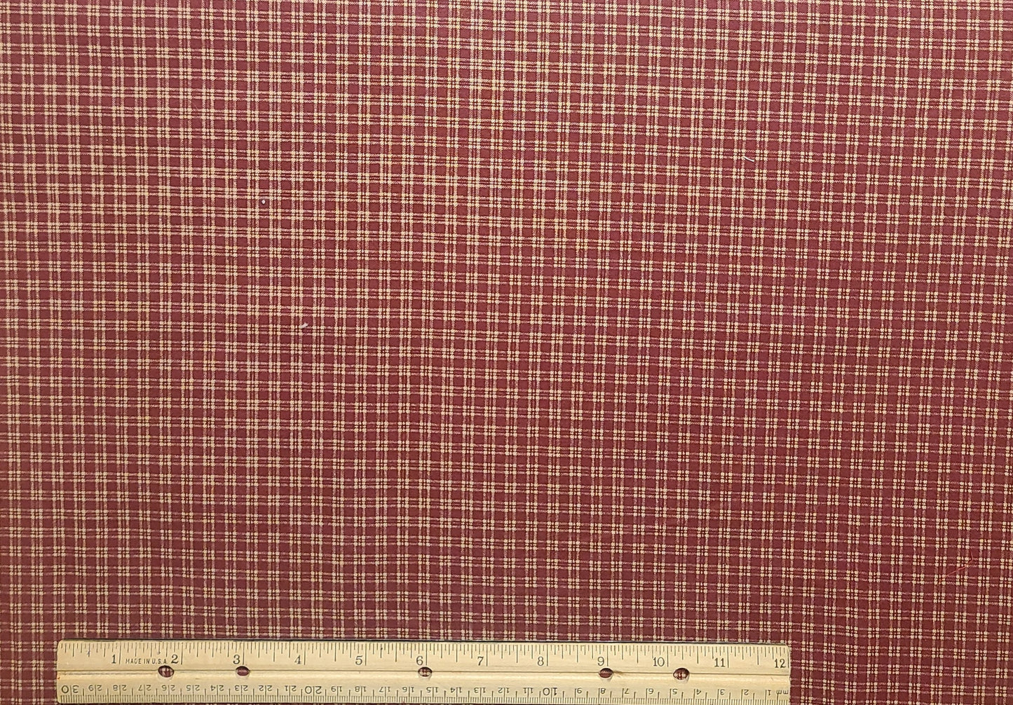 EOB - Maroon / Tan Plaid Fabric - Selvage to Selvage Print