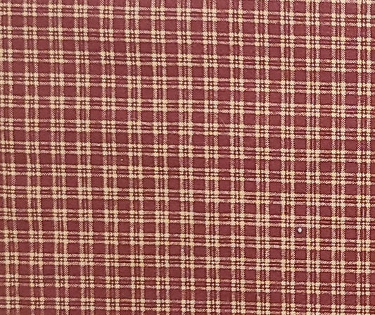 EOB - Maroon / Tan Plaid Fabric - Selvage to Selvage Print