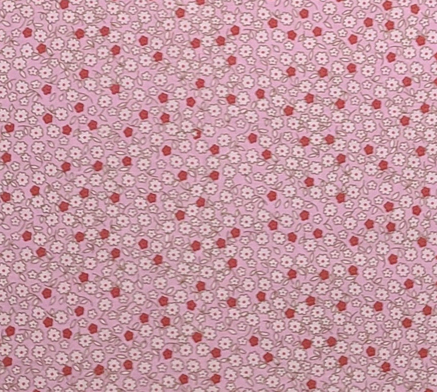 Fabric Traditions 2011 - Pink Fabric / White and Dark Pink Ditsy Flower Print