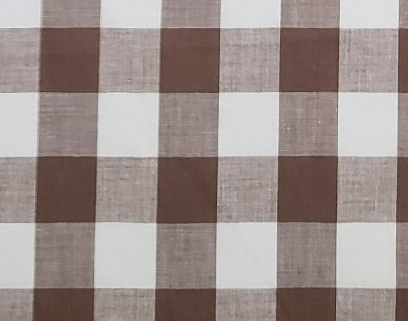 Brown / White Plaid Fabric - 35" WIDE - Selvage to Selvage Print