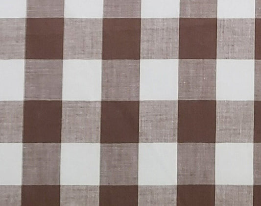 Brown / White Plaid Fabric - 35" WIDE - Selvage to Selvage Print