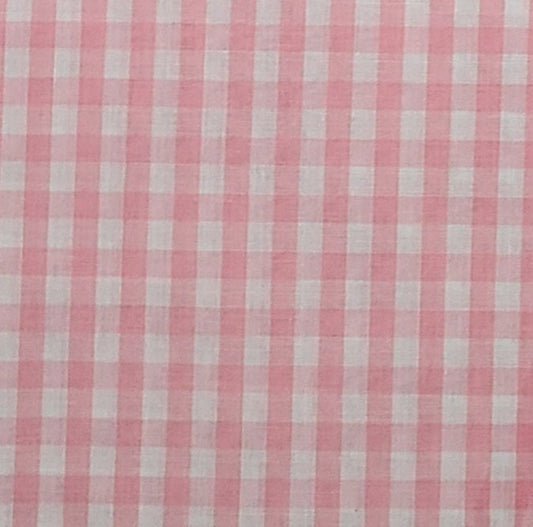 Pink and White Medium Gingham Fabric - Selvage to Selvage Print