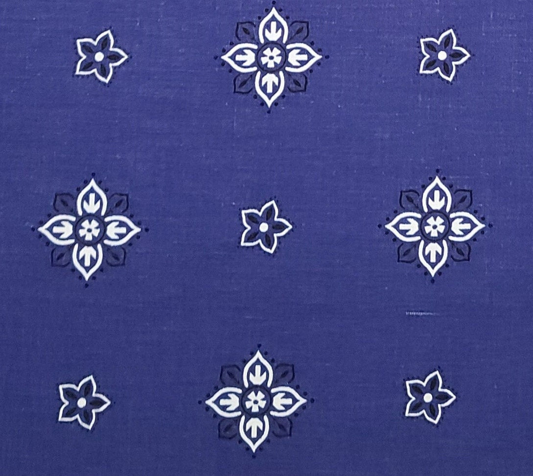 Patterns Rights, Inc. - Dark Blue Fabric / White Bandana-Style Print