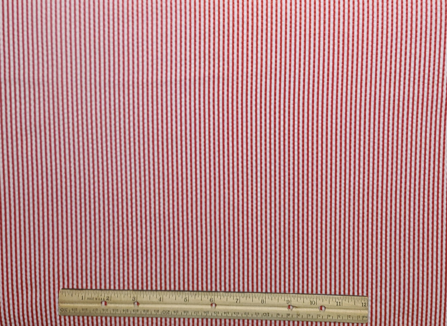 Red / White Stripe CRINKLE COTTON Fabric - Selvage to Selvage Print