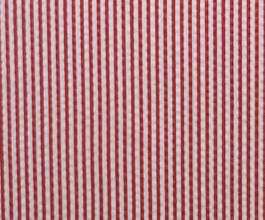 Red / White Stripe CRINKLE COTTON Fabric - Selvage to Selvage Print