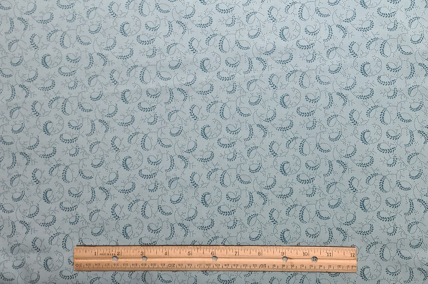 Aqua Fabric / Teal Leaf / Vine Print