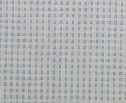 White and Pale Blue Checked Fabric - Selvage to Selvage Print