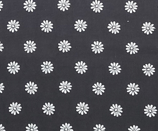 Black Fabric / White Daisy Print - Selvage to Selvage Print