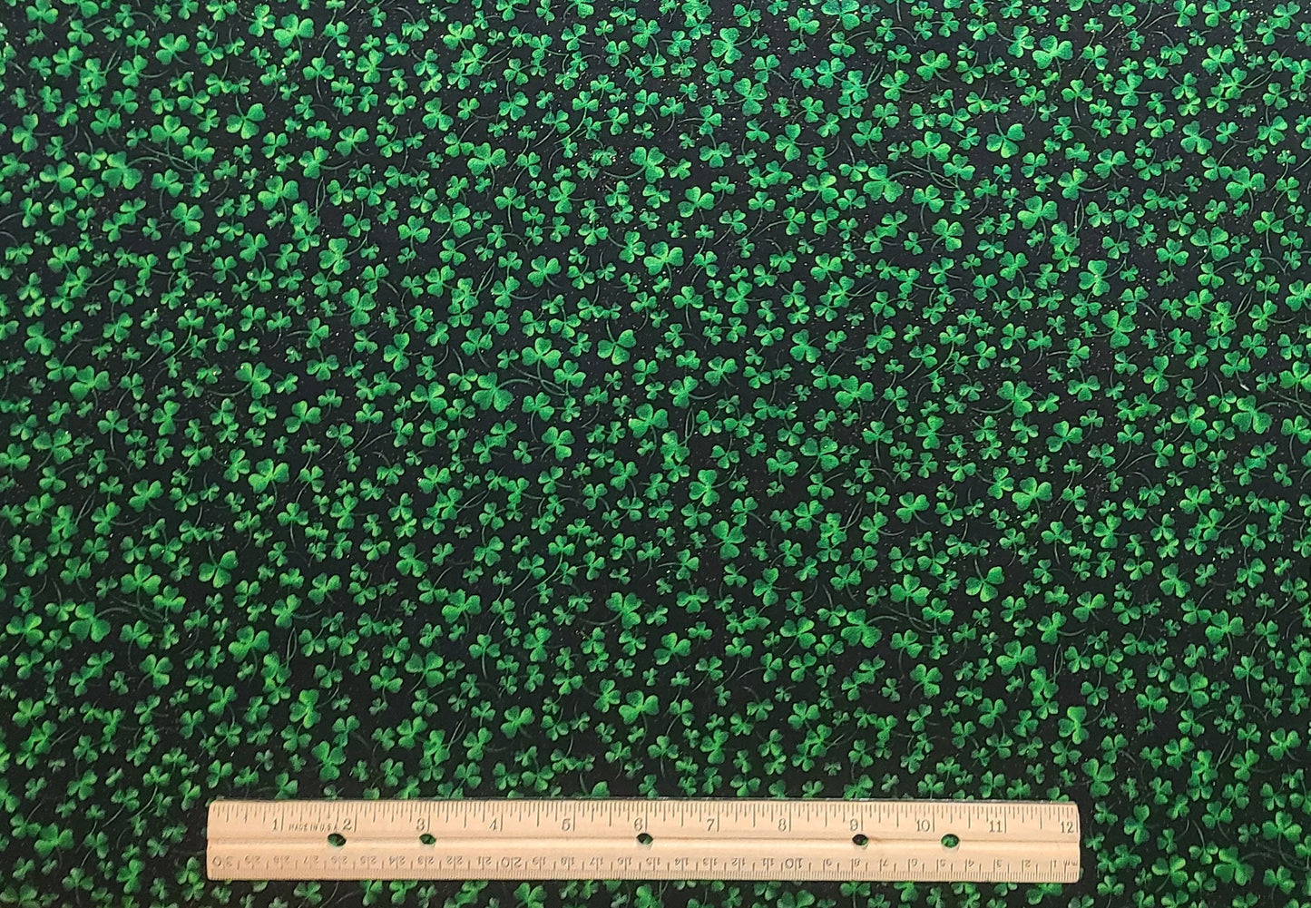 MBT - Black Fabric / Green Tonal Clover Print / Allover Gold Glitter