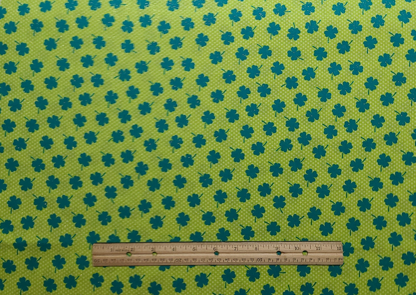 Joann Fabrics - Lime Green Polka Dot Fabric / Blue-Green Shamrock Print