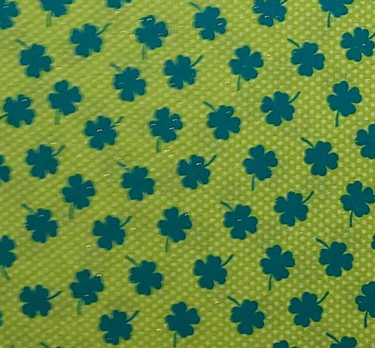 Joann Fabrics - Lime Green Polka Dot Fabric / Blue-Green Shamrock Print