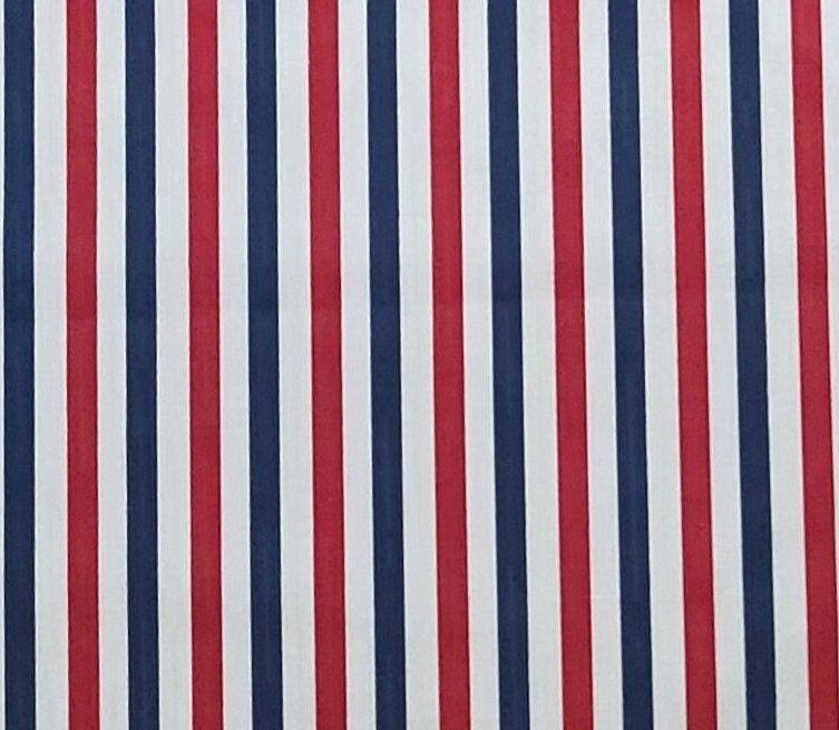 American Pride #5132 Springs Industries, Inc. - Red, White and Dark Blue Border Stripe Fabric (approx 1/4" wide)