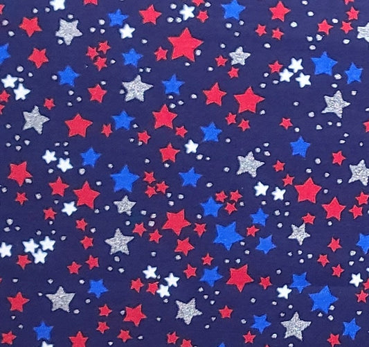 Fabric Traditions 2005 - Dark Blue Fabric / Medium Blue, Red, White and Silver Glitter Stars