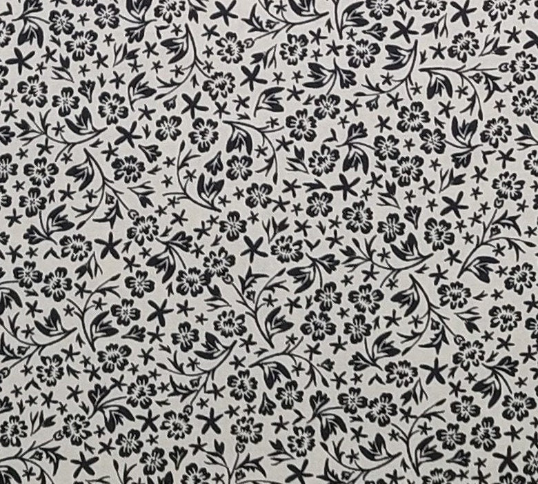 Designed and Produced Exclusively for Joann Fabric and Craft Stores - White Fabric / Black Flower Print