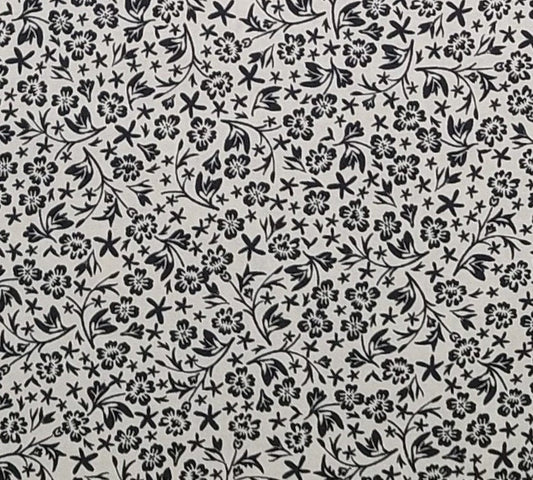 Designed and Produced Exclusively for Joann Fabric and Craft Stores - White Fabric / Black Flower Print