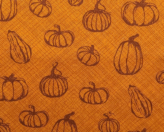 UTILITY FABRIC - Printed in Pakistan for Joann - Orange Utility Fabric / Crosshatch Background - Rust Pumpkin Silhouette Print