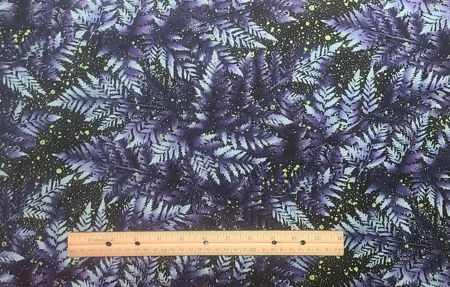 Creative Options: Nature by Debra Lunn and Michael Mrowka for Kent Avery-Purple, Lavender, Pale Blue, Black, Pale Green Leaf Pattern Fabric