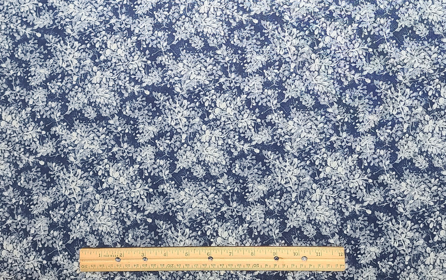 Floribunda by Barbara Engelking and Claudia Clark for Fabri-Quilt, Inc. - Dark Blue Fabric / White and Pale Blue Pattern