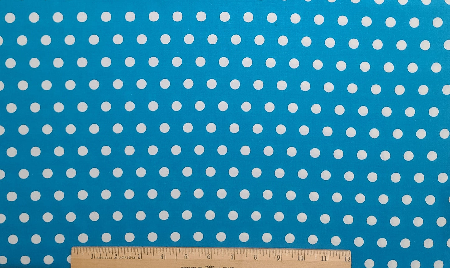 Marshall Dry Goods Co., Inc - "Little Dot" - Turquoise Fabric with White Dots